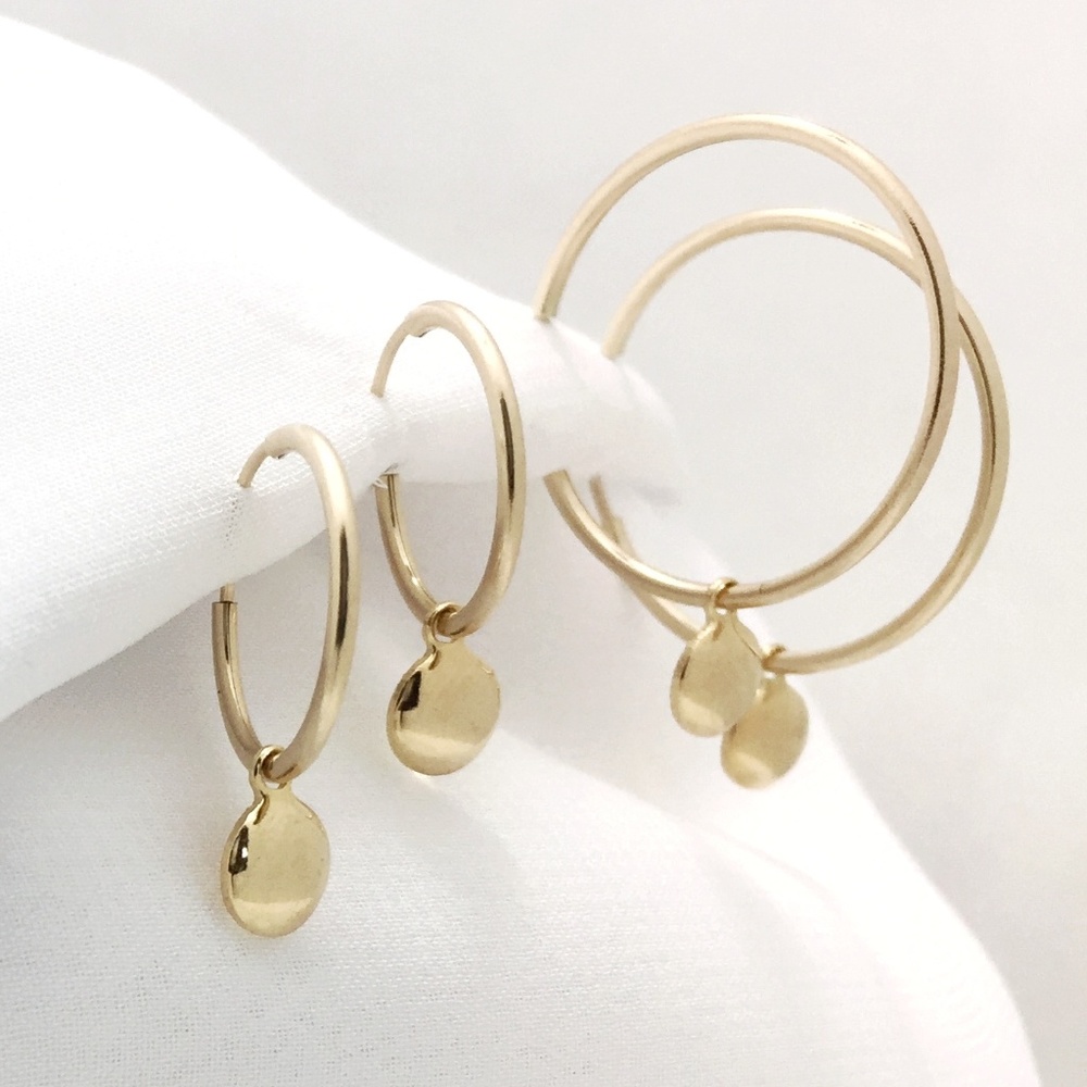 Small Gold Hoops w/ Charms - 18K Gold Filled SM